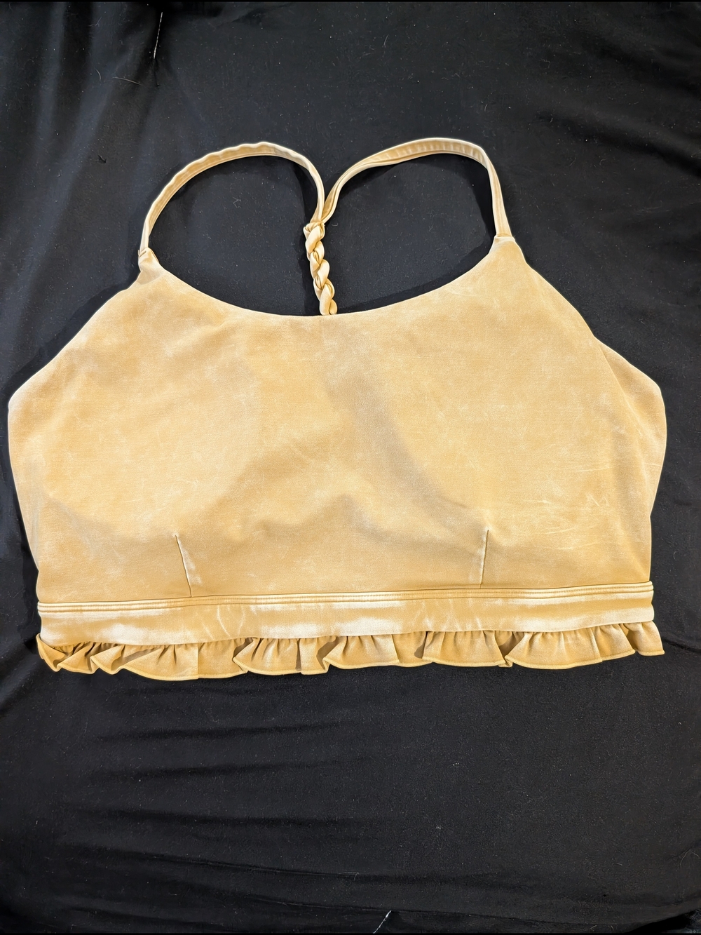 JoyLab Camel Velvet Ruffle Hem Cropped Camisole